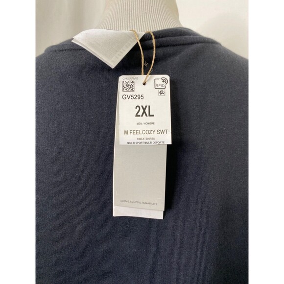 Adidas Men’s Sweatshirt Black Long Sleeve Embroidered Crew Neck Size XXL - Picture 7 of 14